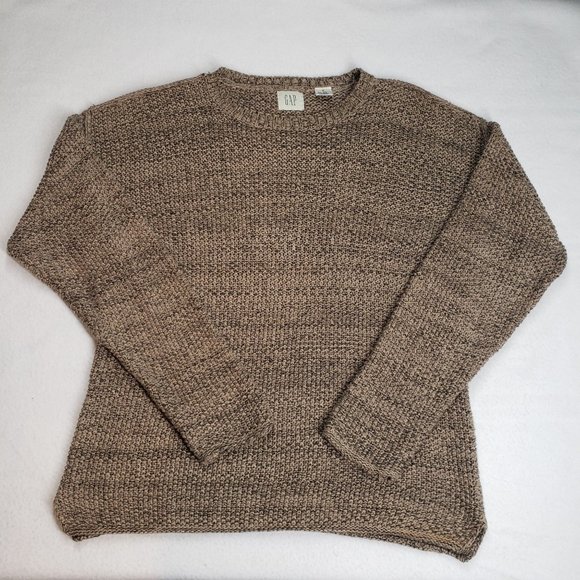 GAP Sweaters - GAP Womens 90s Chunky Knit Crew Neck Sweater Linen Size Medium Oatmeal Neutral